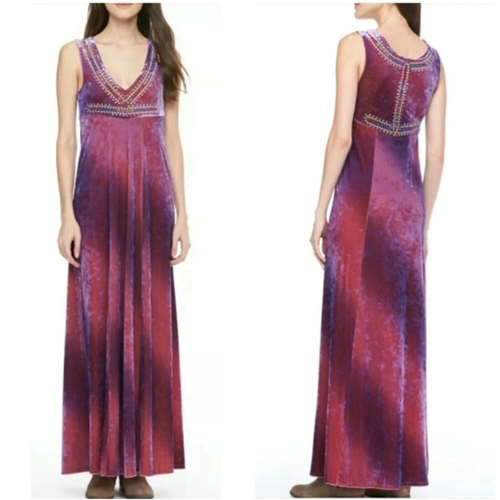Free People $228 Reversible Chameleon Maxi Velvet Dress - Picture 5 of 13